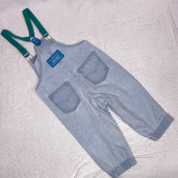 Vintage Levi’s white tab removable strap overalls made in USA 24 months unisex - Picture 9 of 15